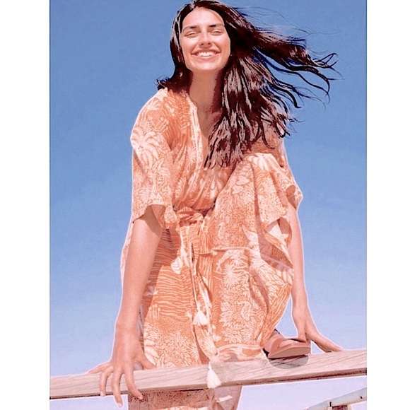 ❌SOLD❌ Gorgeous Kaftan Linen-blend Terracotta Dres - Picture 2 of 15